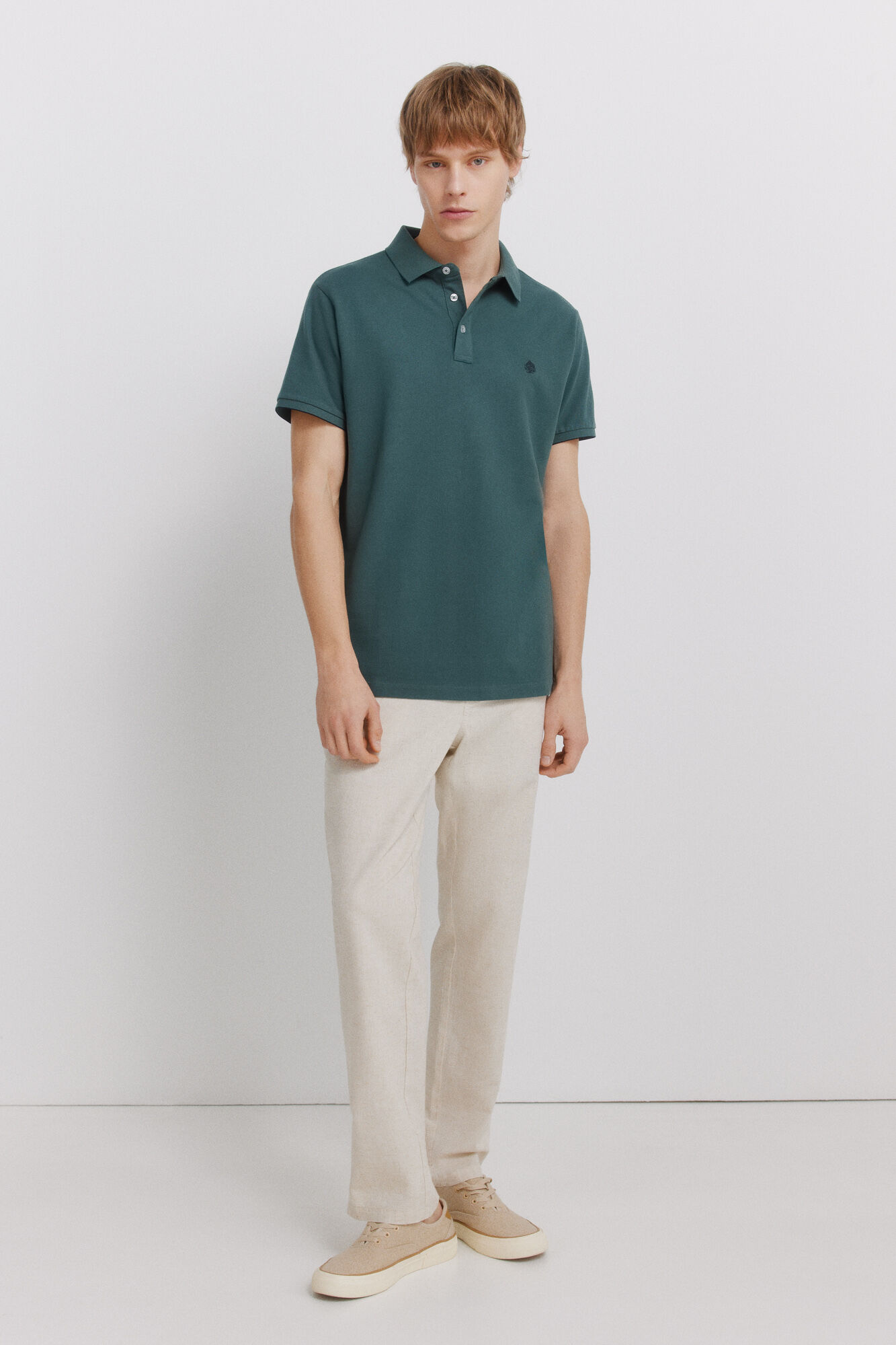 Springfield Polo piqu&eacute; de pu&ntilde;o de contraste slim fit verde