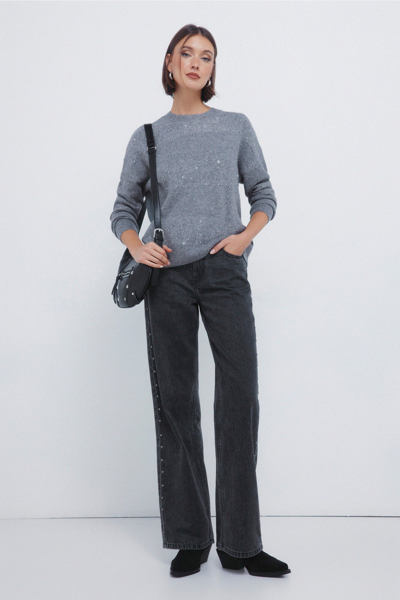 Springfield Jersey de rayas con lentejuelas negro