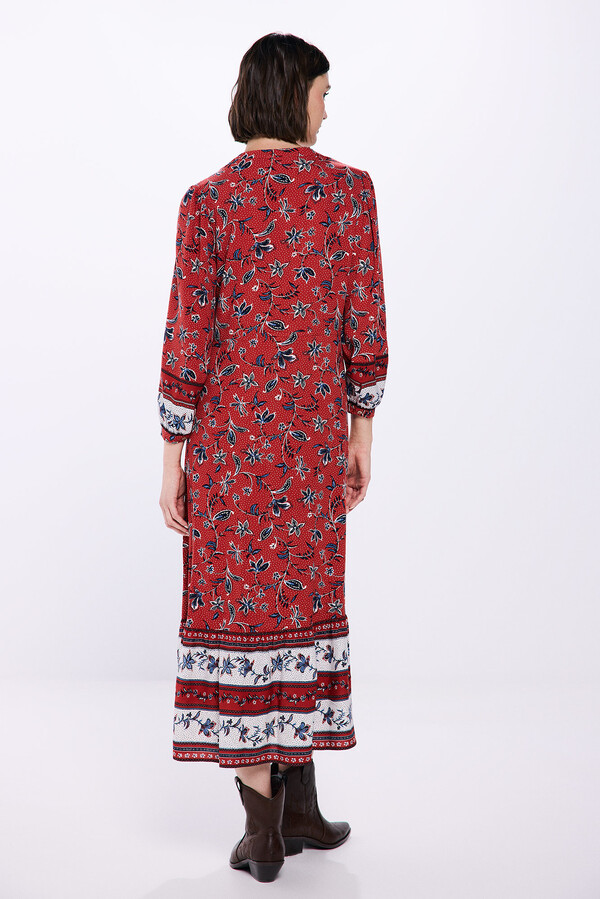 Springfield Vestido midi cenefas naranja