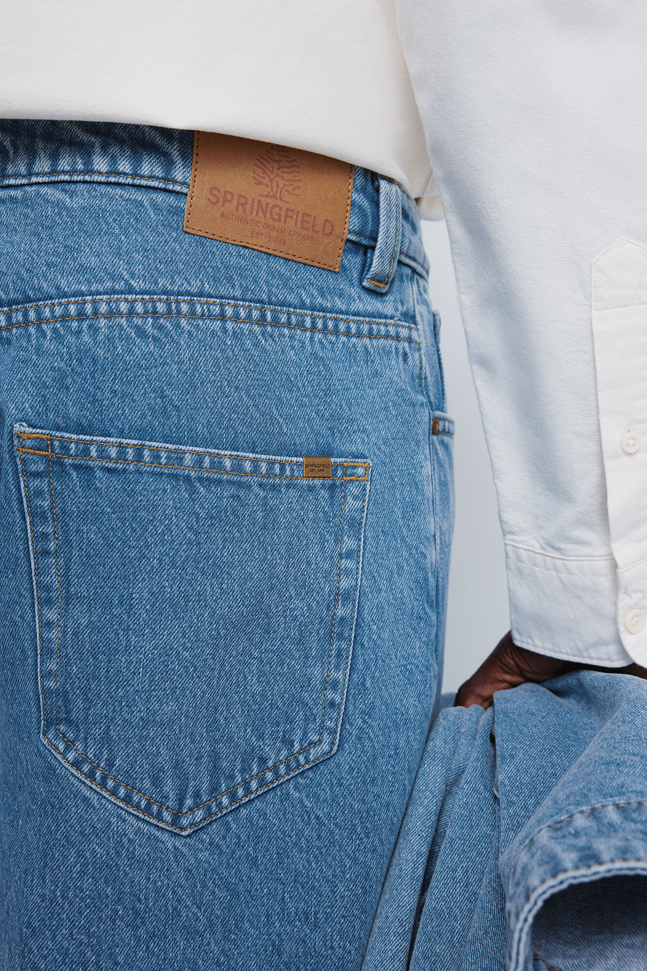 Springfield Jeans wide leg lavado medio azul