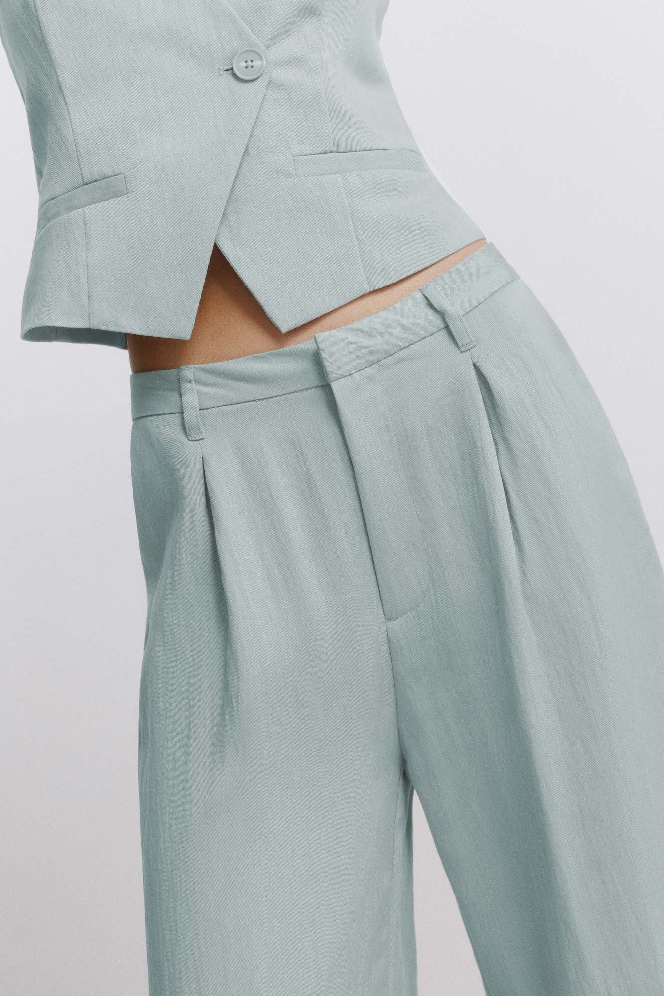 Springfield Pantal&oacute;n ancho plisado verde