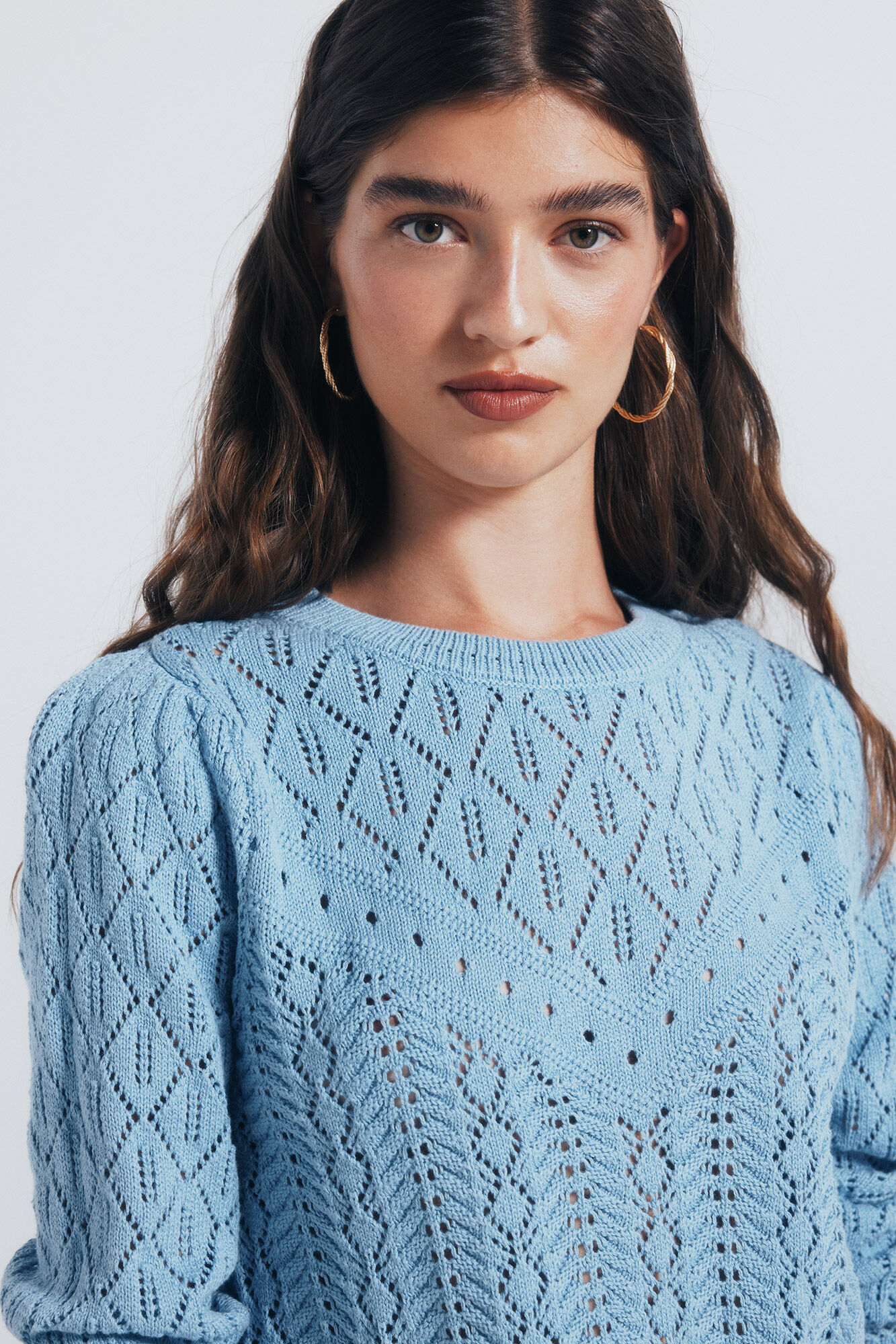 Springfield Su&eacute;ter tejido pointelle azul mezcla