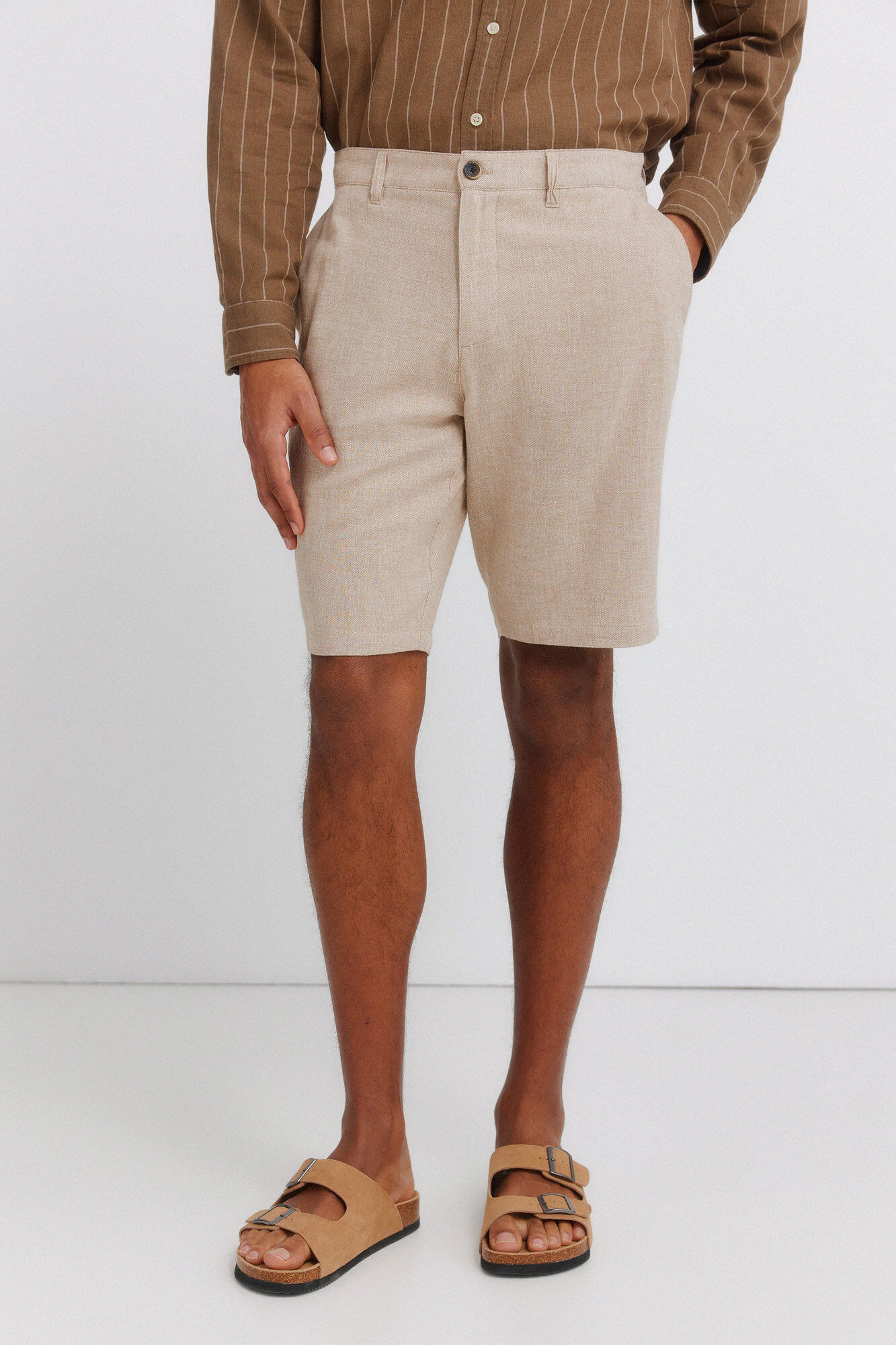 Springfield Bermudas dobby comfort fit de lino