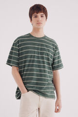 Springfield Playera algodón slub rayas verde