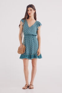 Springfield Vestido corto con cintura elástica y estampado.