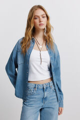 Springfield Camisa con bolsillos de mezclilla azul