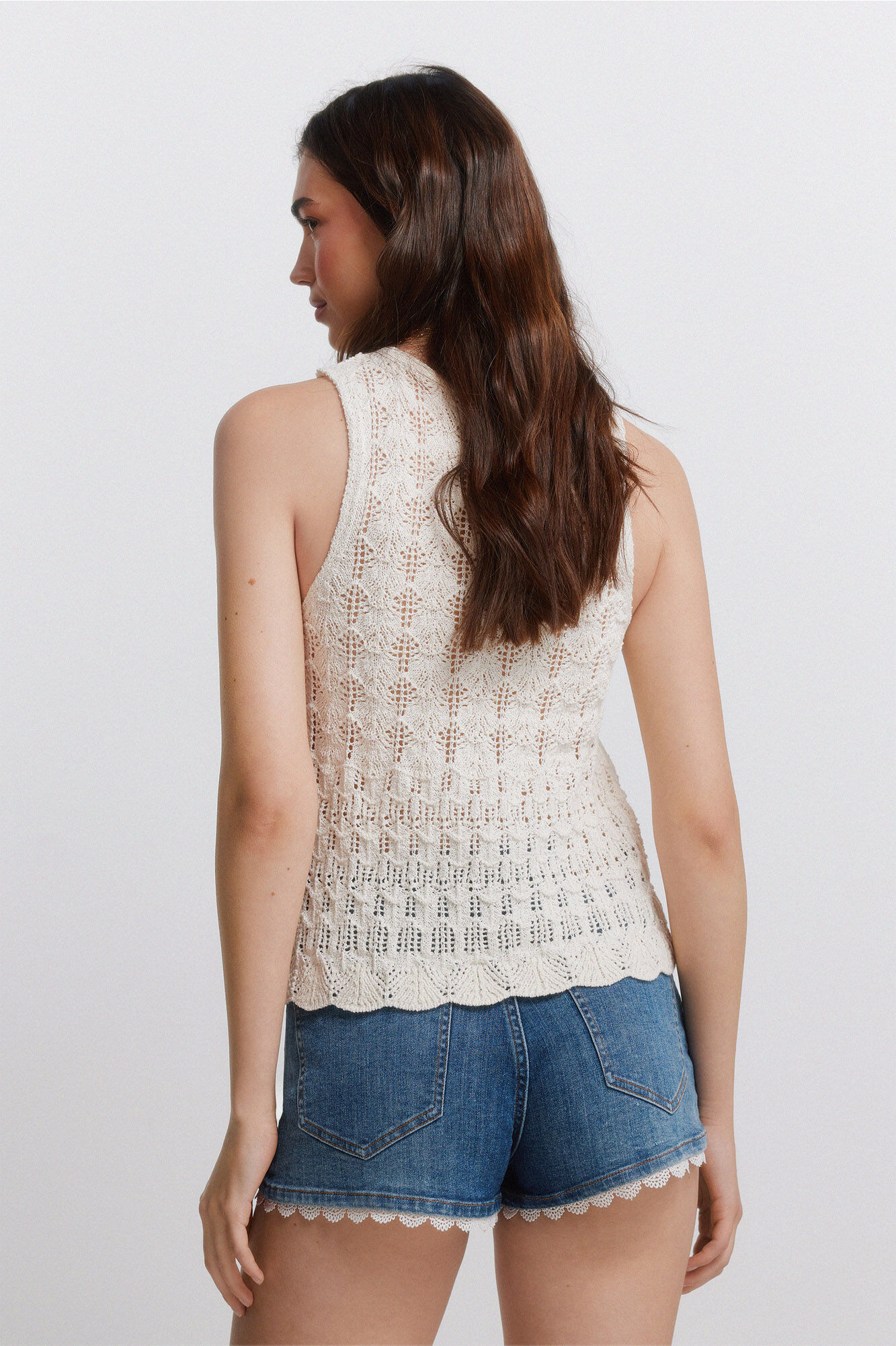 Springfield Short de mezclilla con encaje azul