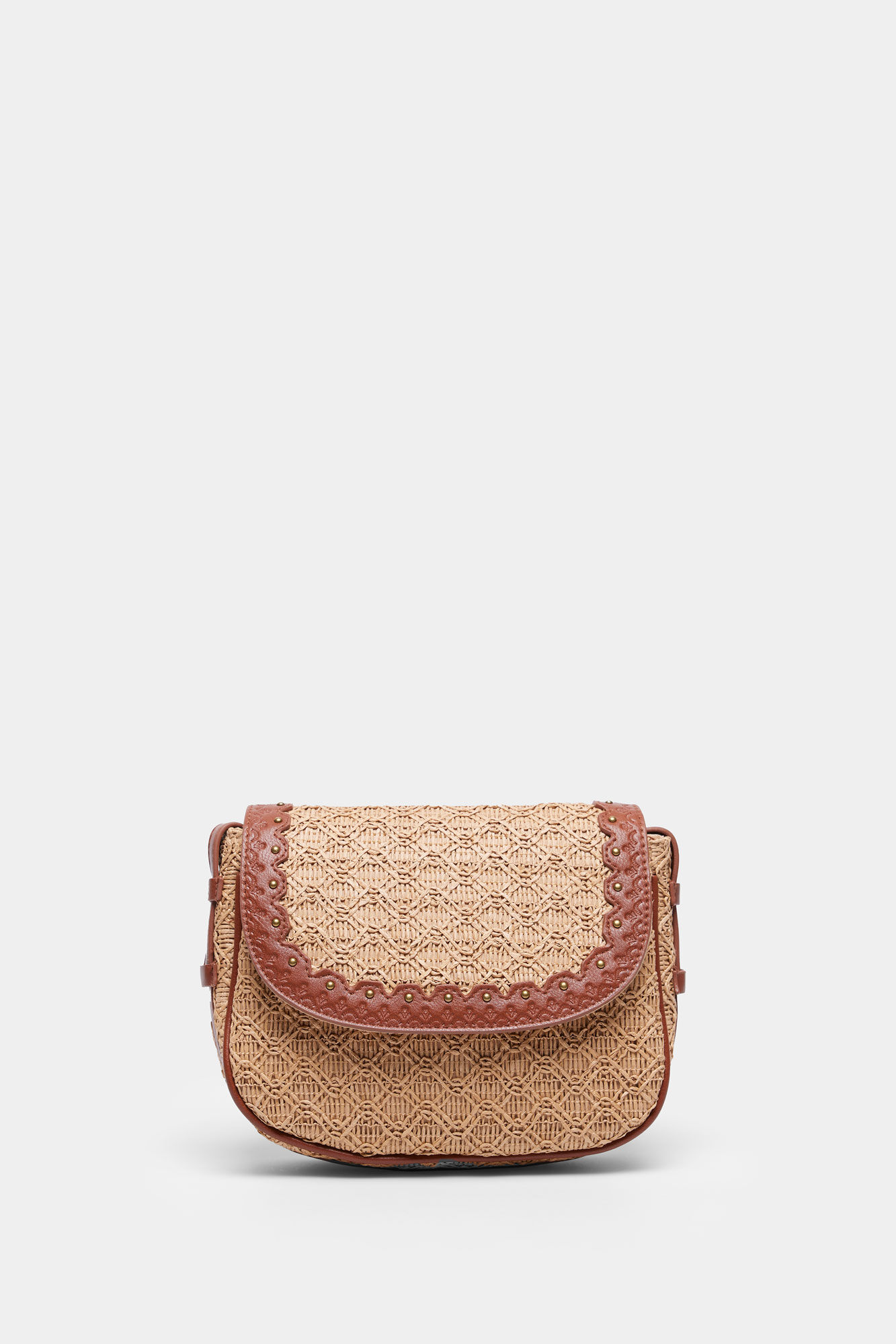 Springfield Bolsa bandolera rafia combinada blanco