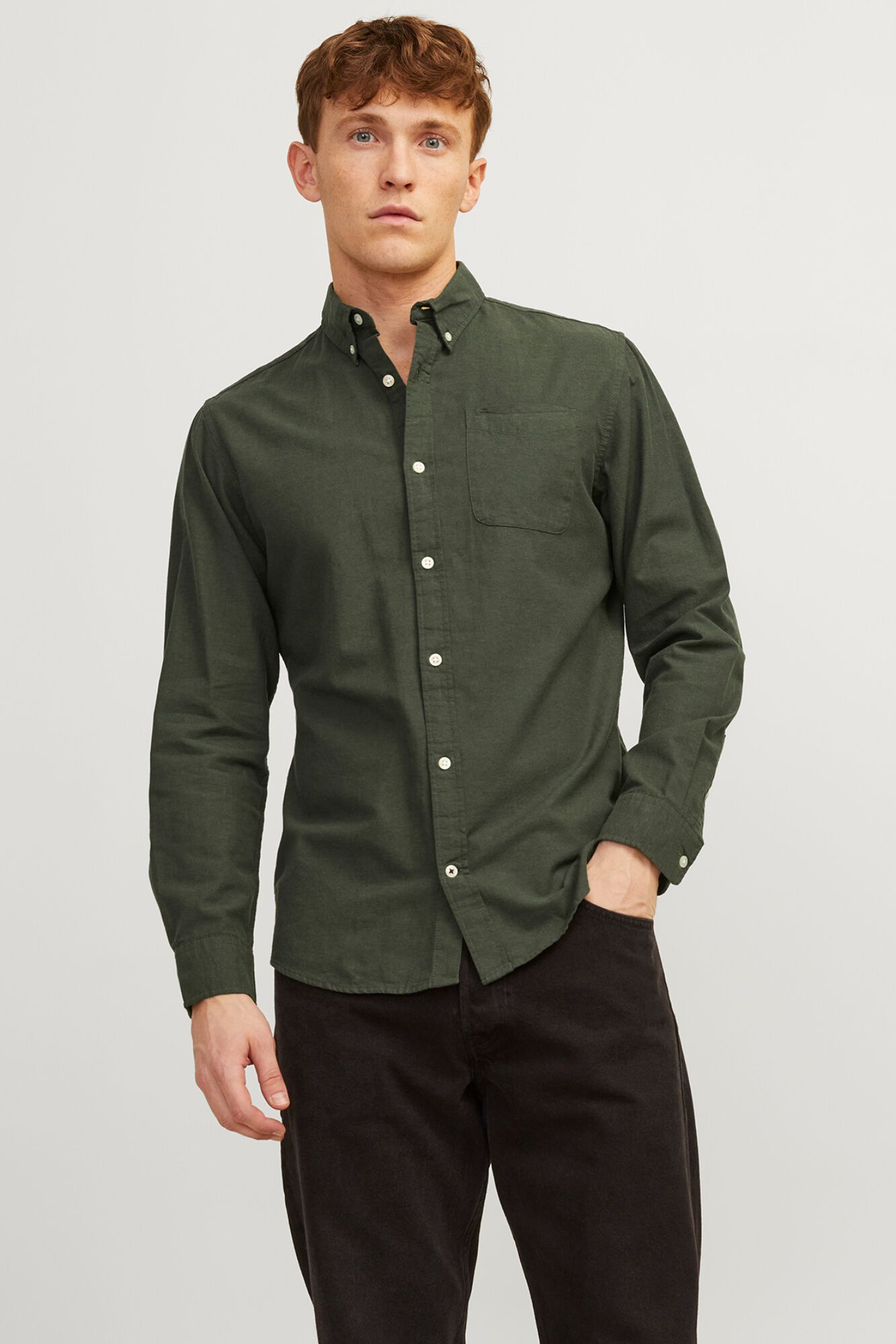 Jack & Jones Camisa oxford de algod&oacute;n