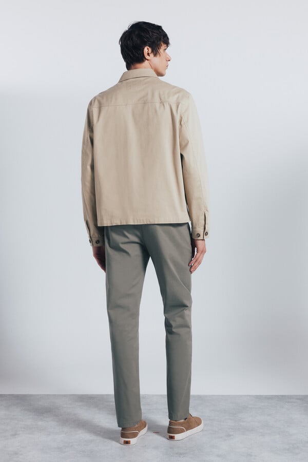 Springfield Pantalón slim fit lavado kaki