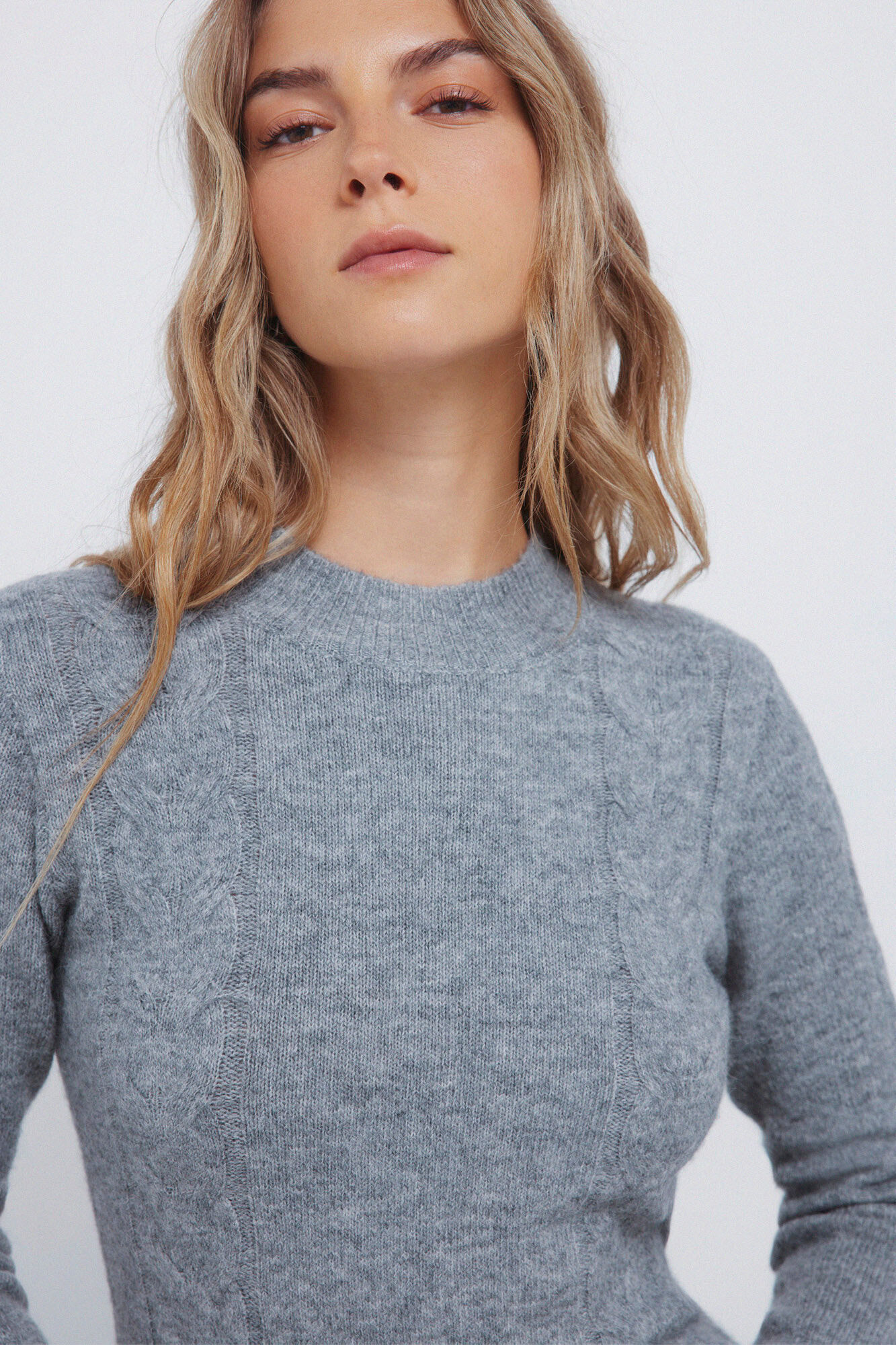 Springfield Vestido midi de tejido con cable estampado