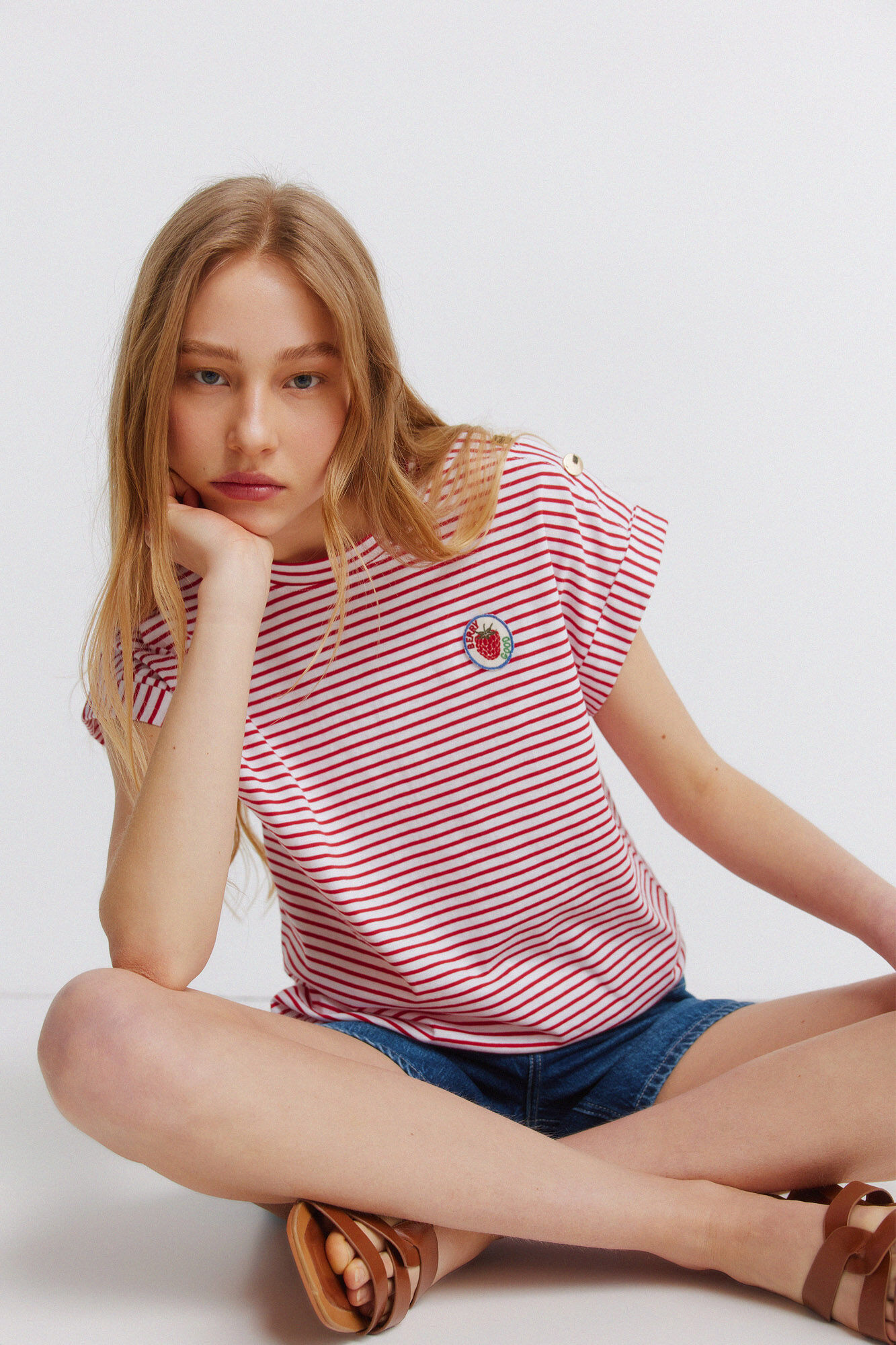 Springfield Playera de rayas con botones