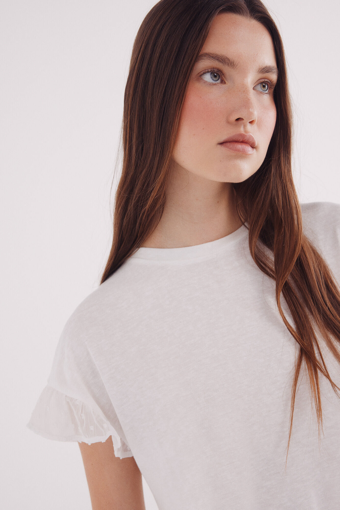 Springfield Playera manga volante plumet&iacute; amarillo