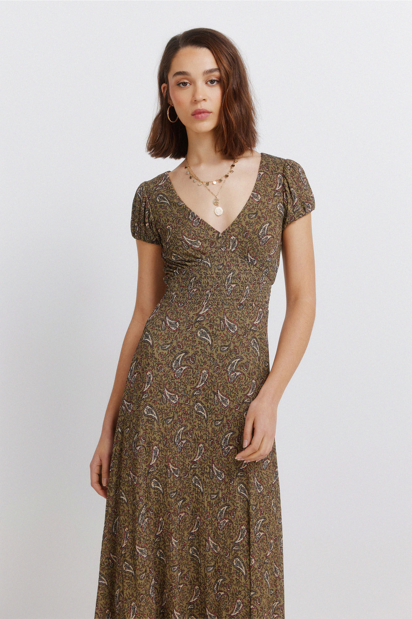 Springfield Vestido midi estampado cenefa
