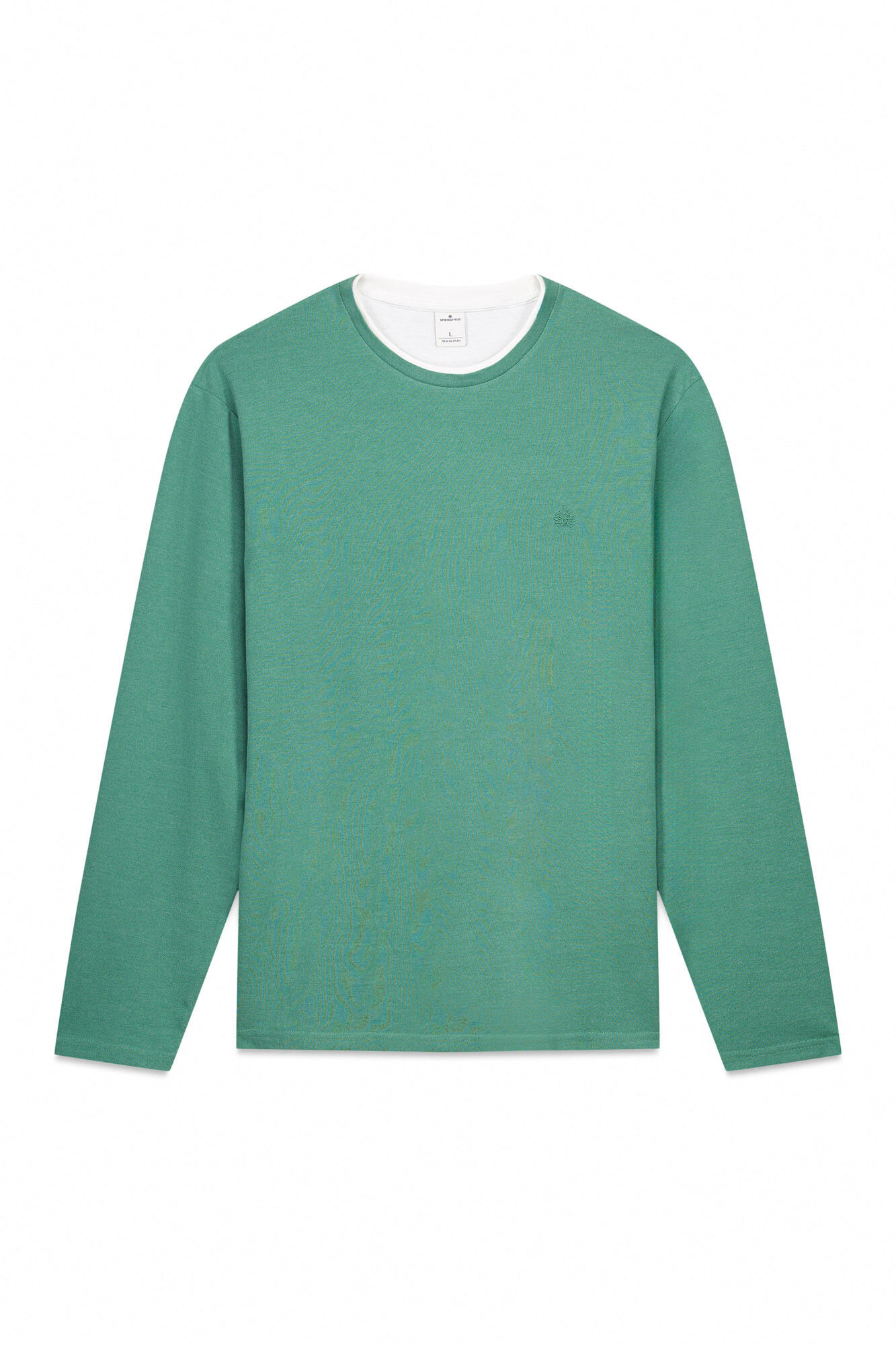 Springfield Playera de manga larga con doble mezcla verde