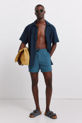 Springfield Traje de ba&ntilde;o seersucker a rayas azul