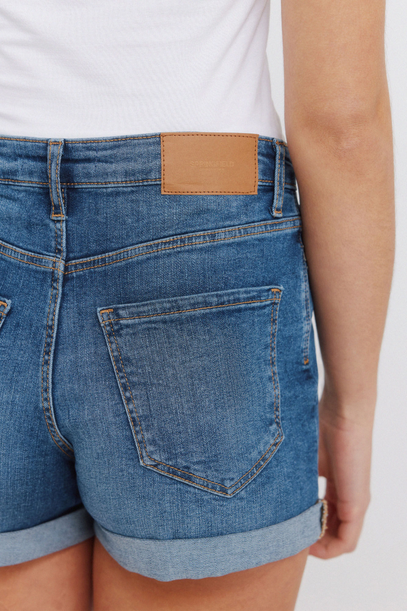 Springfield Jeans cortos de tiro medio azul