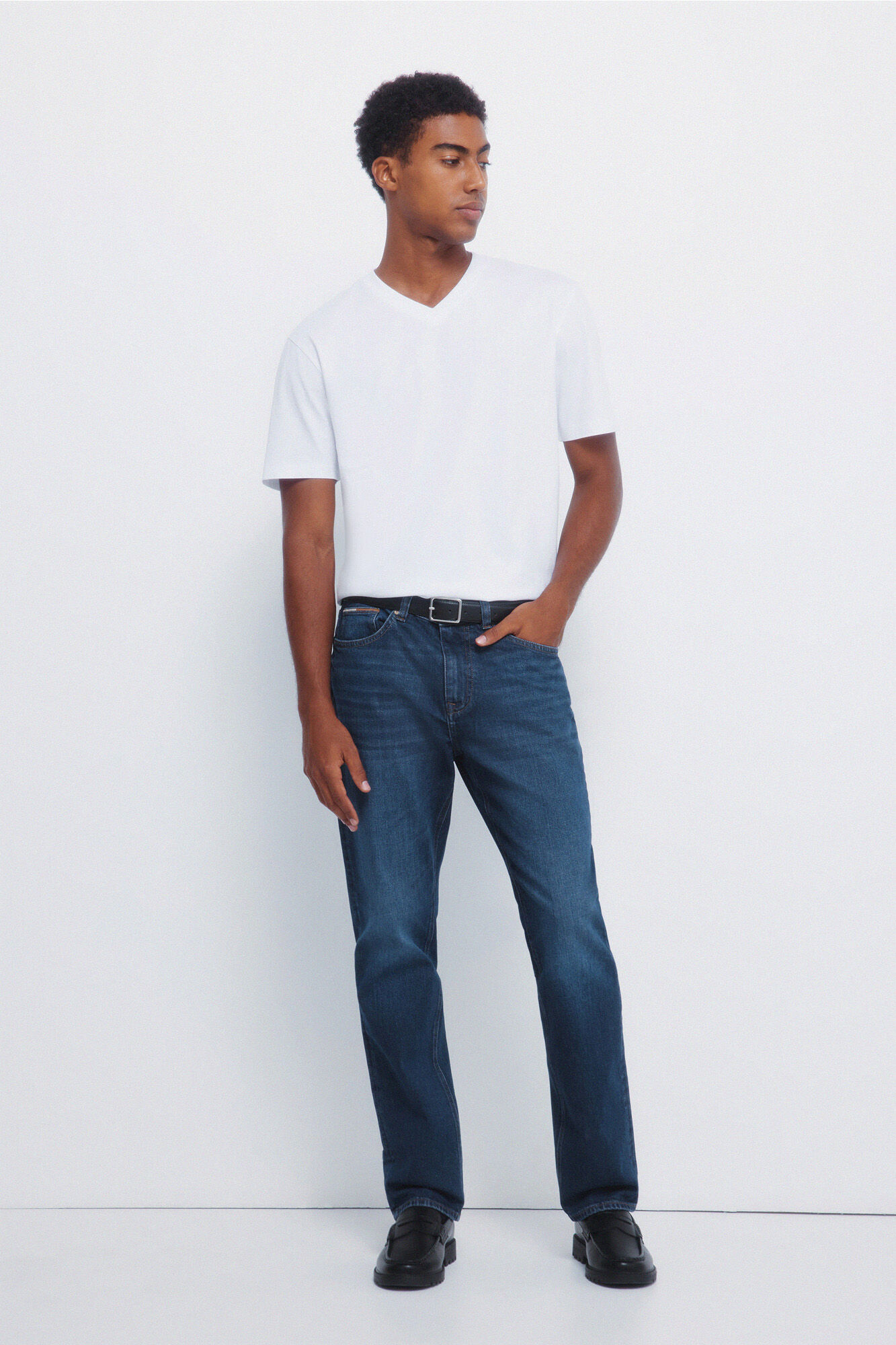 Springfield Camiseta b&aacute;sica cuello pico natural