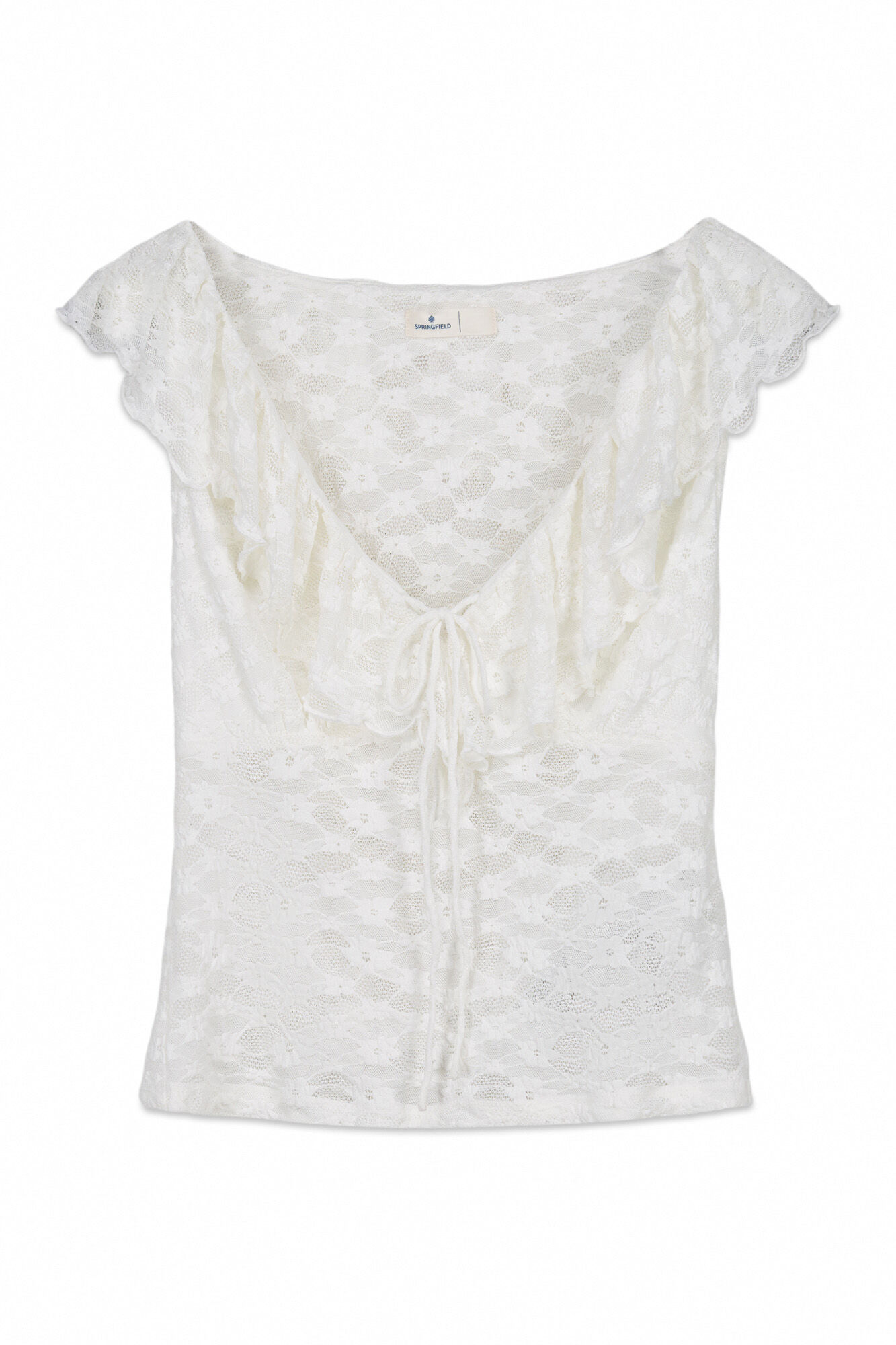 Springfield Top de volantes de encaje blanco