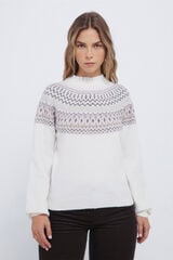 Springfield Jersey con cenefa jacquard y cuello combinado nude