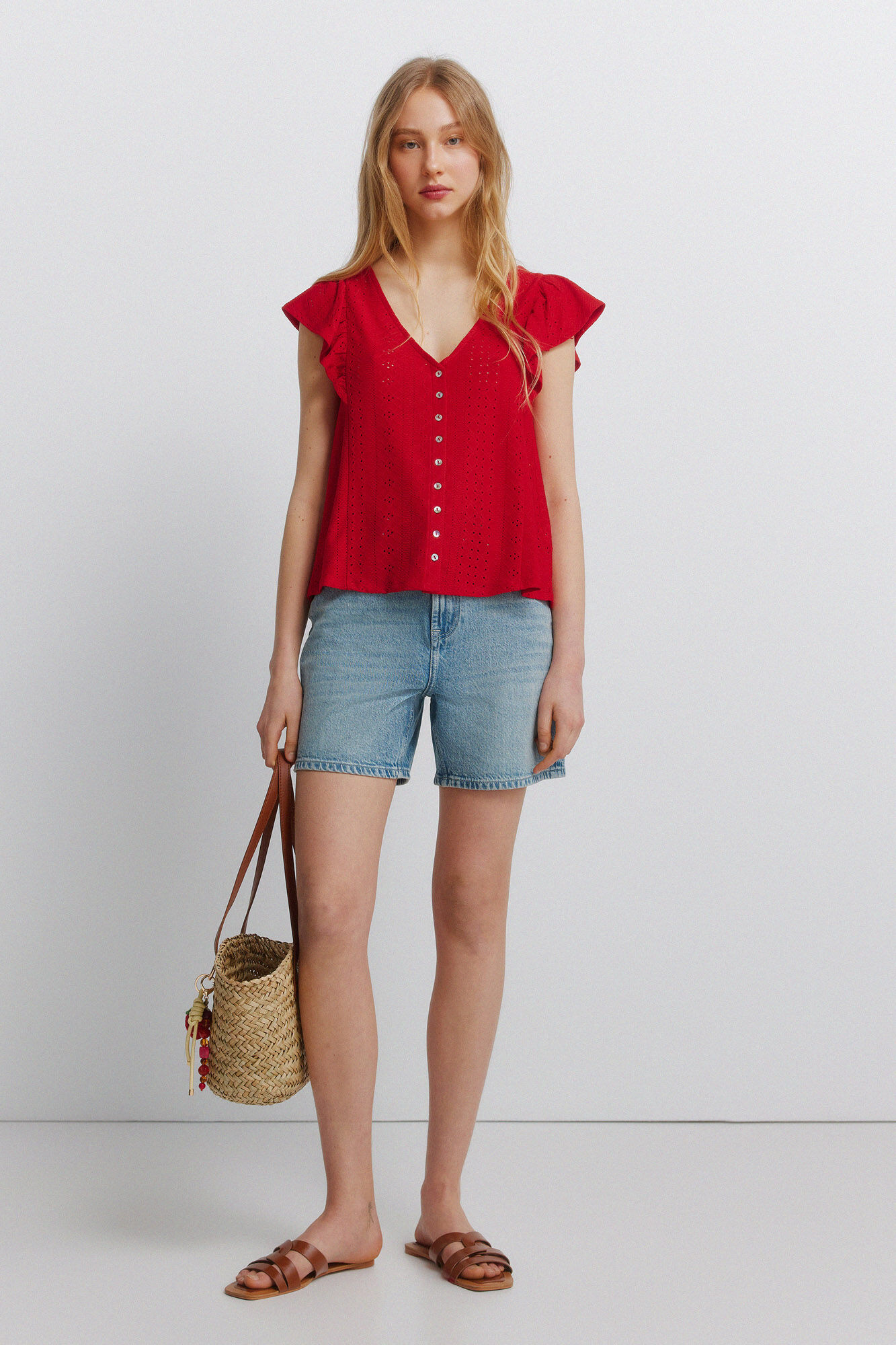 Springfield Playera de manga corta bordada naranja