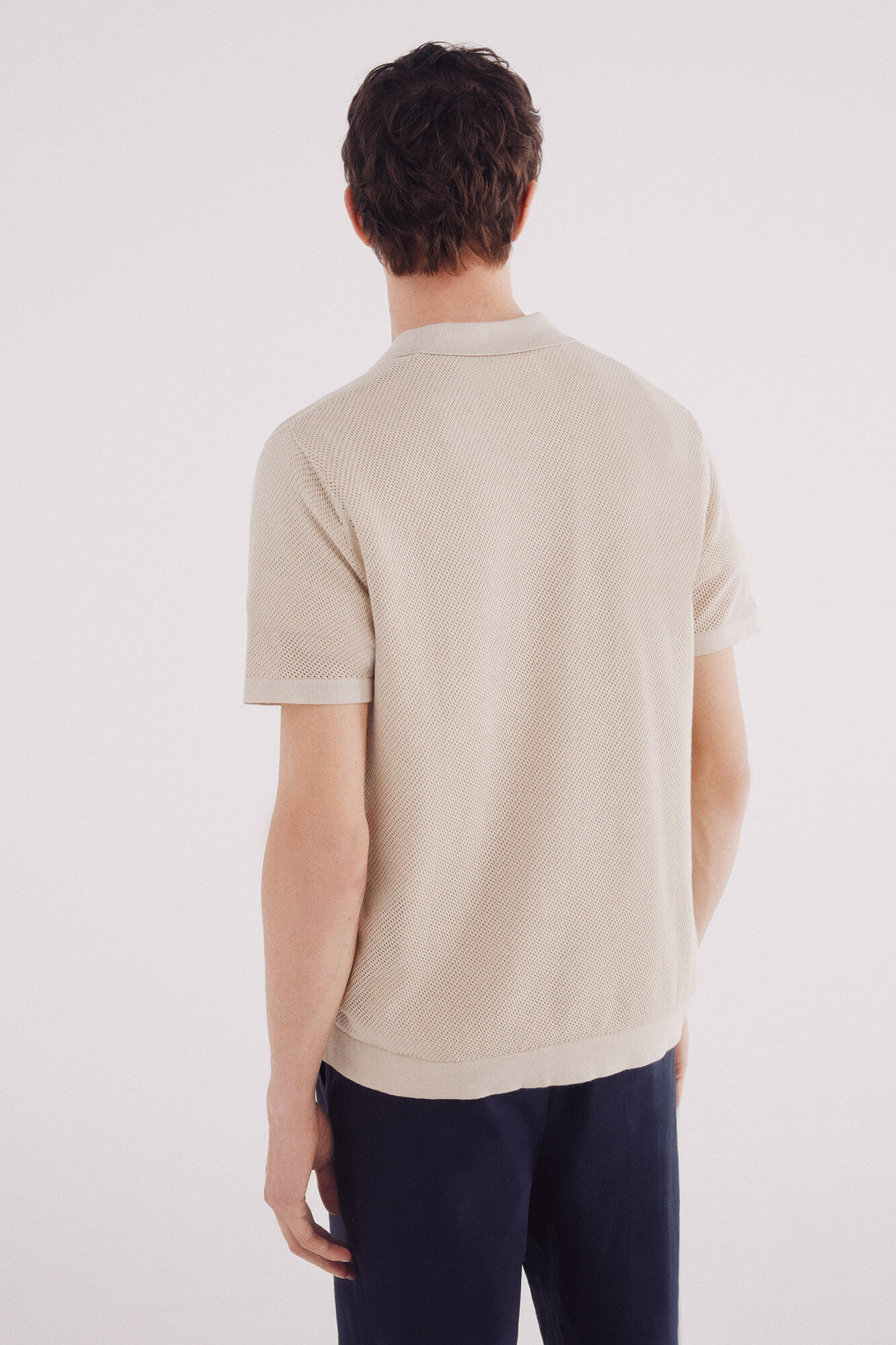 Springfield C&aacute;rdigan manga corta estructura cuello polo beige