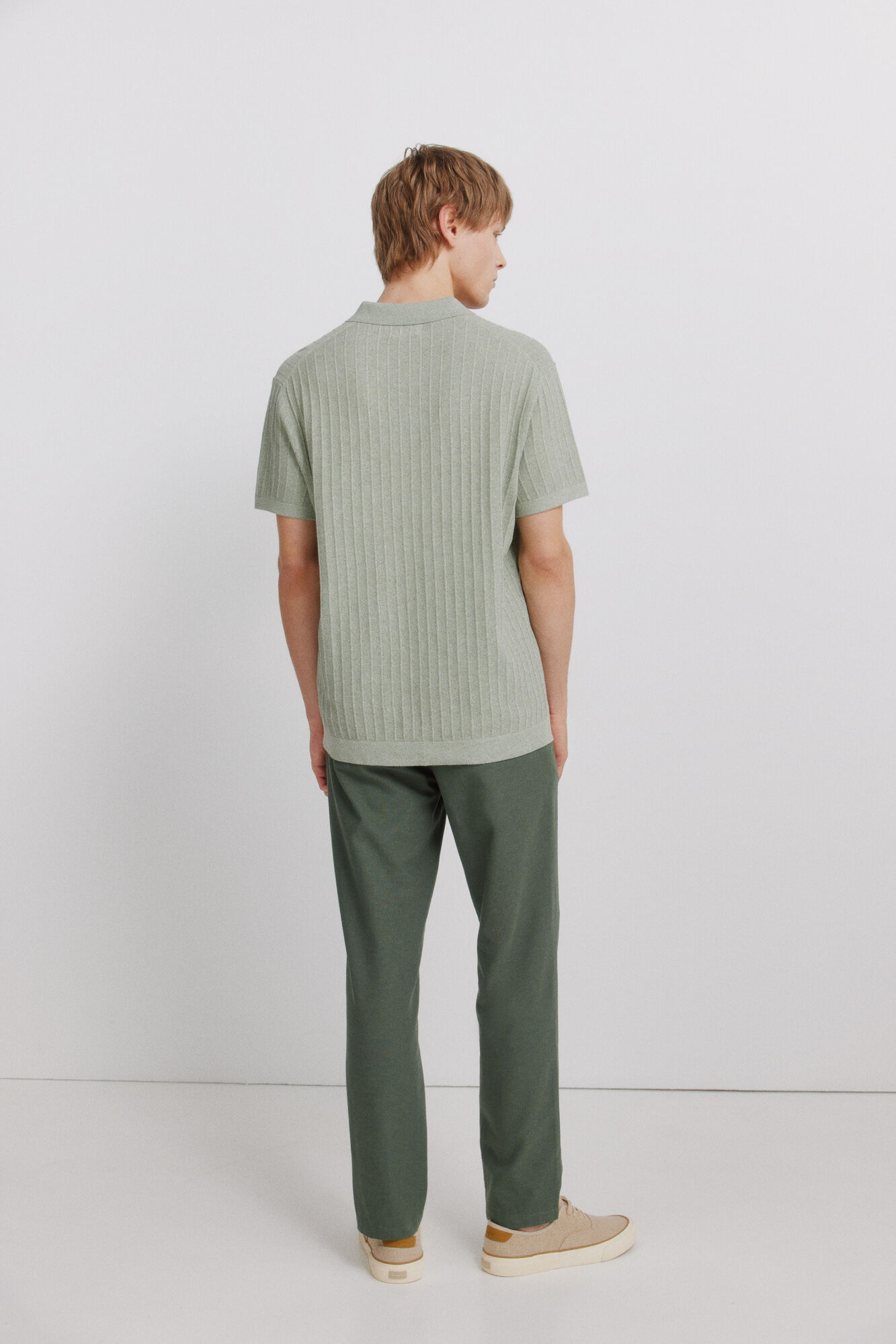 Springfield Pantal&oacute;n chino comfort fit de lino kaki