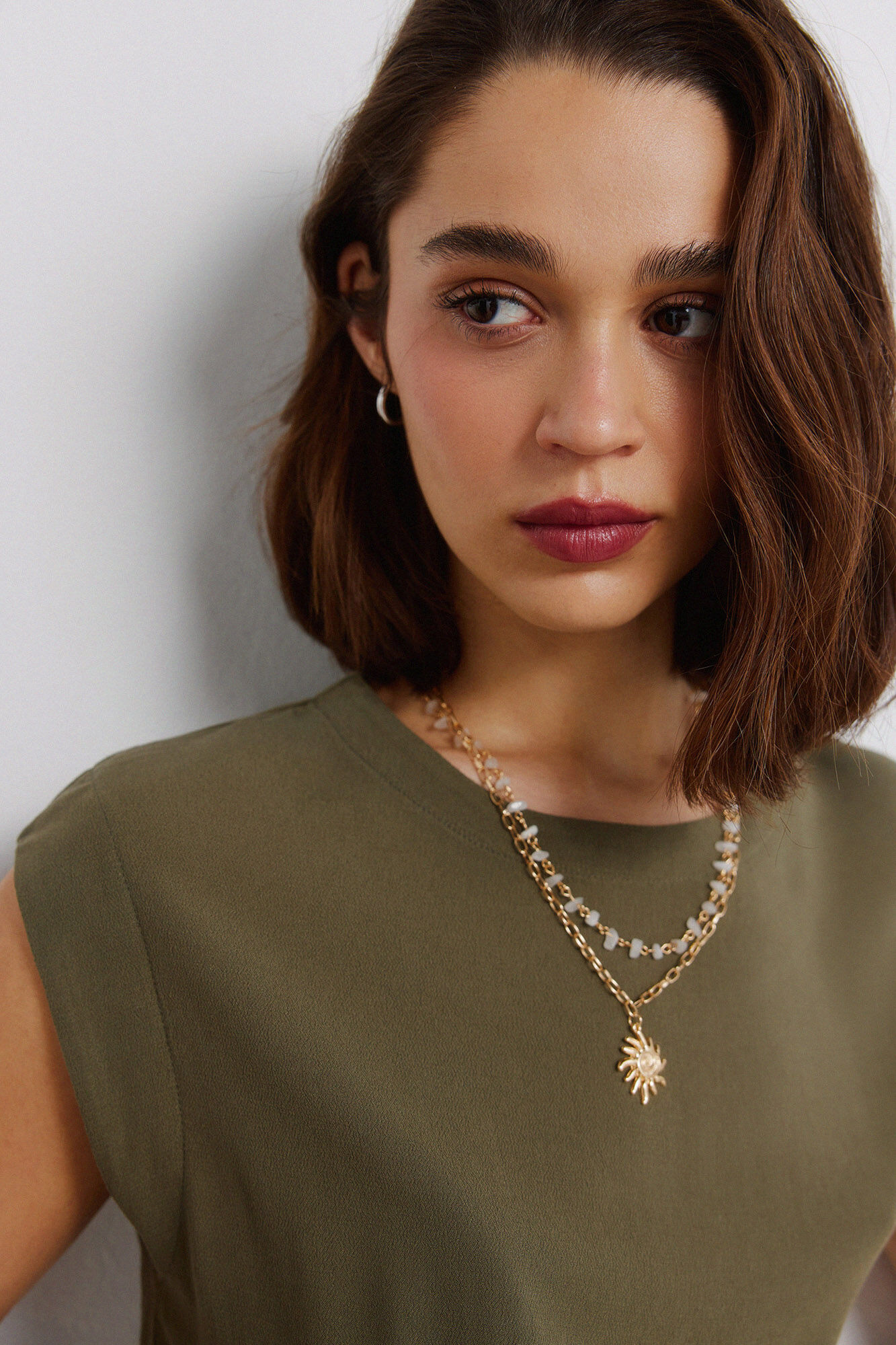 Springfield Playera recta b&aacute;sica lisa khaki