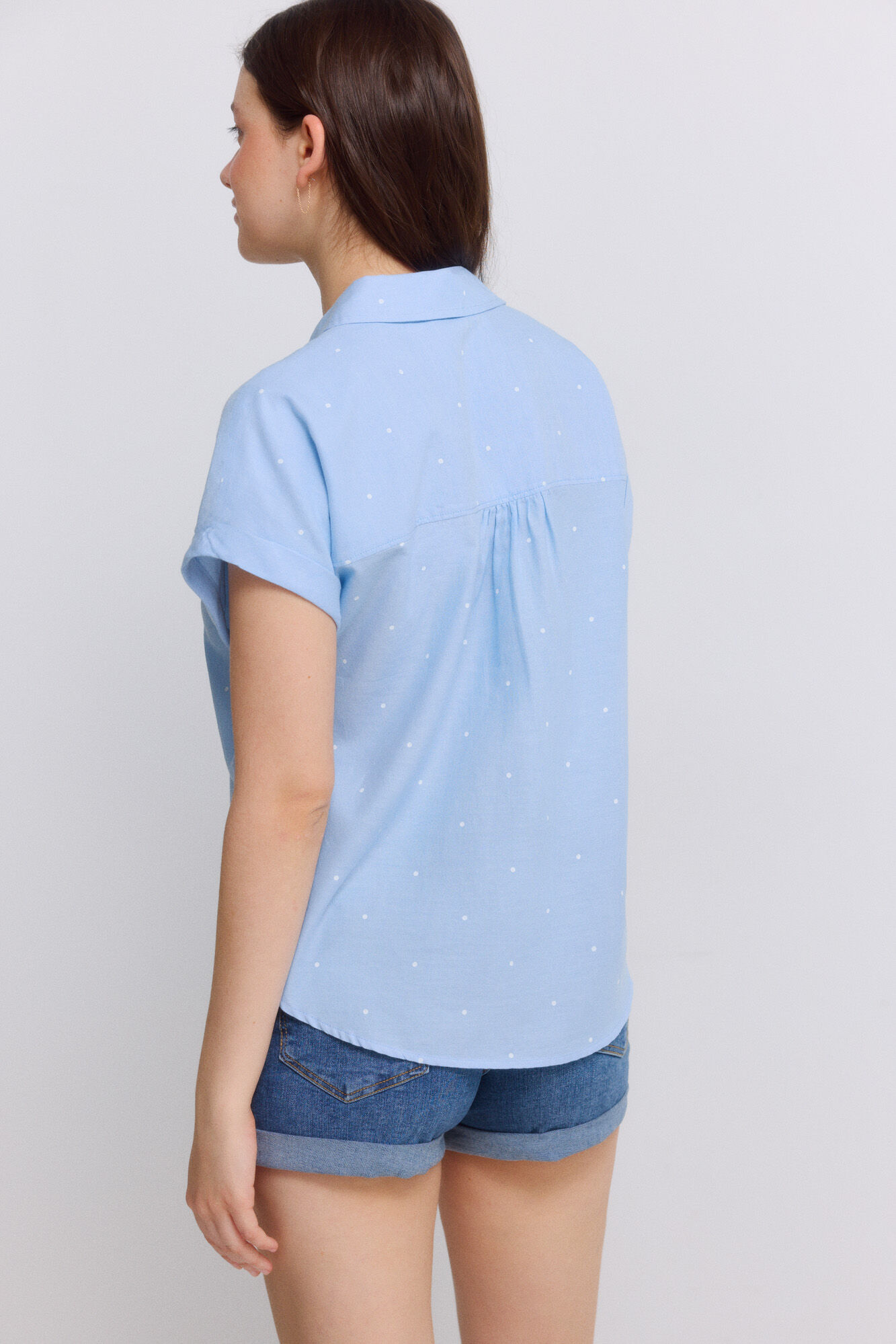 Springfield Blusa de cuello solapa azul