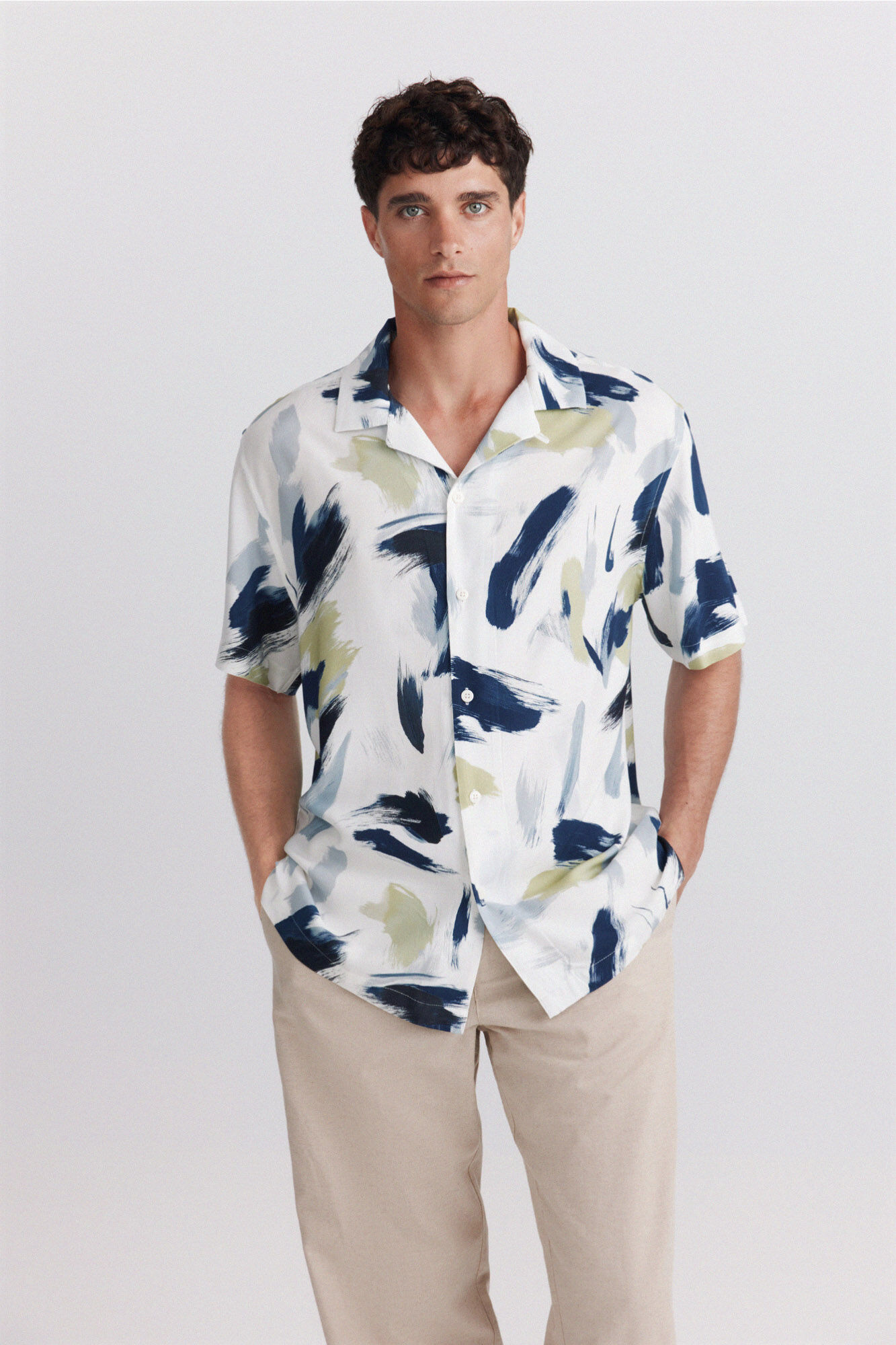 Springfield Camisa bowling estampada khaki