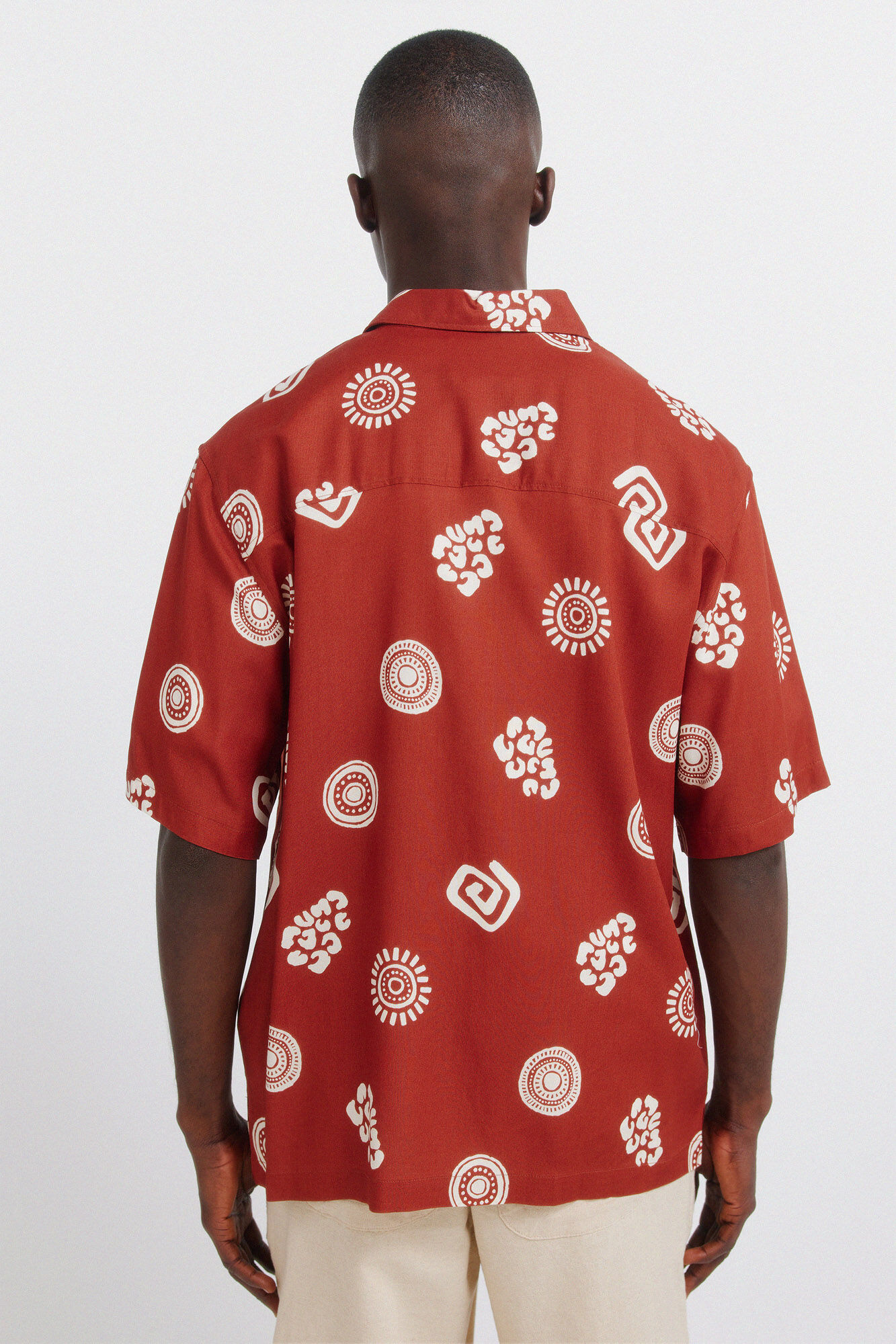 Springfield Camisa de manga corta de viscosa estampada naranja