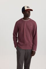 Springfield Playera manga larga doble cuello melange p&uacute;rpura
