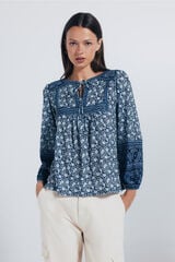 Springfield Blusa boho cenefas azulado