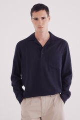 Springfield Camisa polo lino viscosa marino