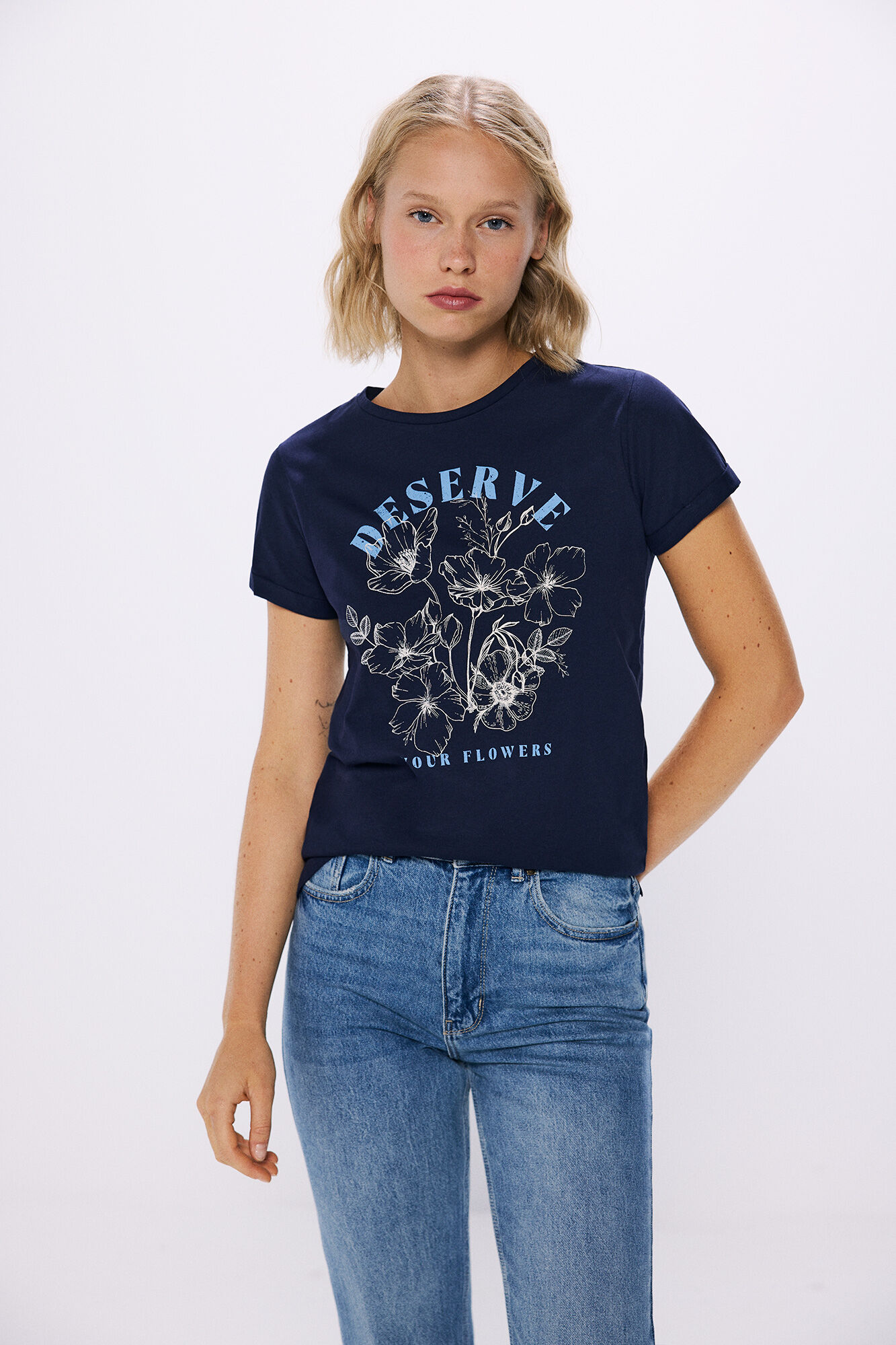 Springfield Playera gr&aacute;fica floral azulado