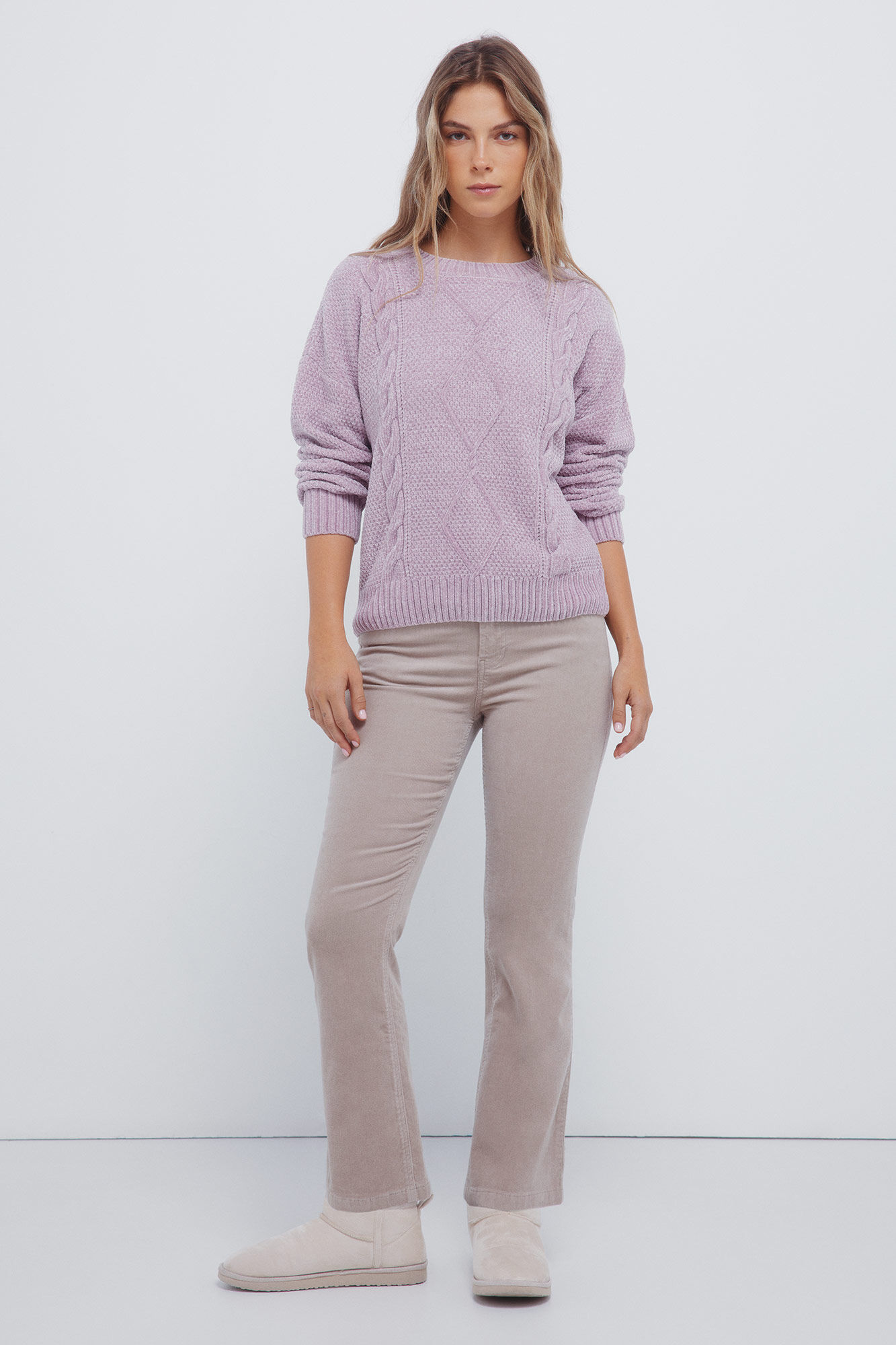 Springfield Jersey de punto trenzado de chenilla morado/lila