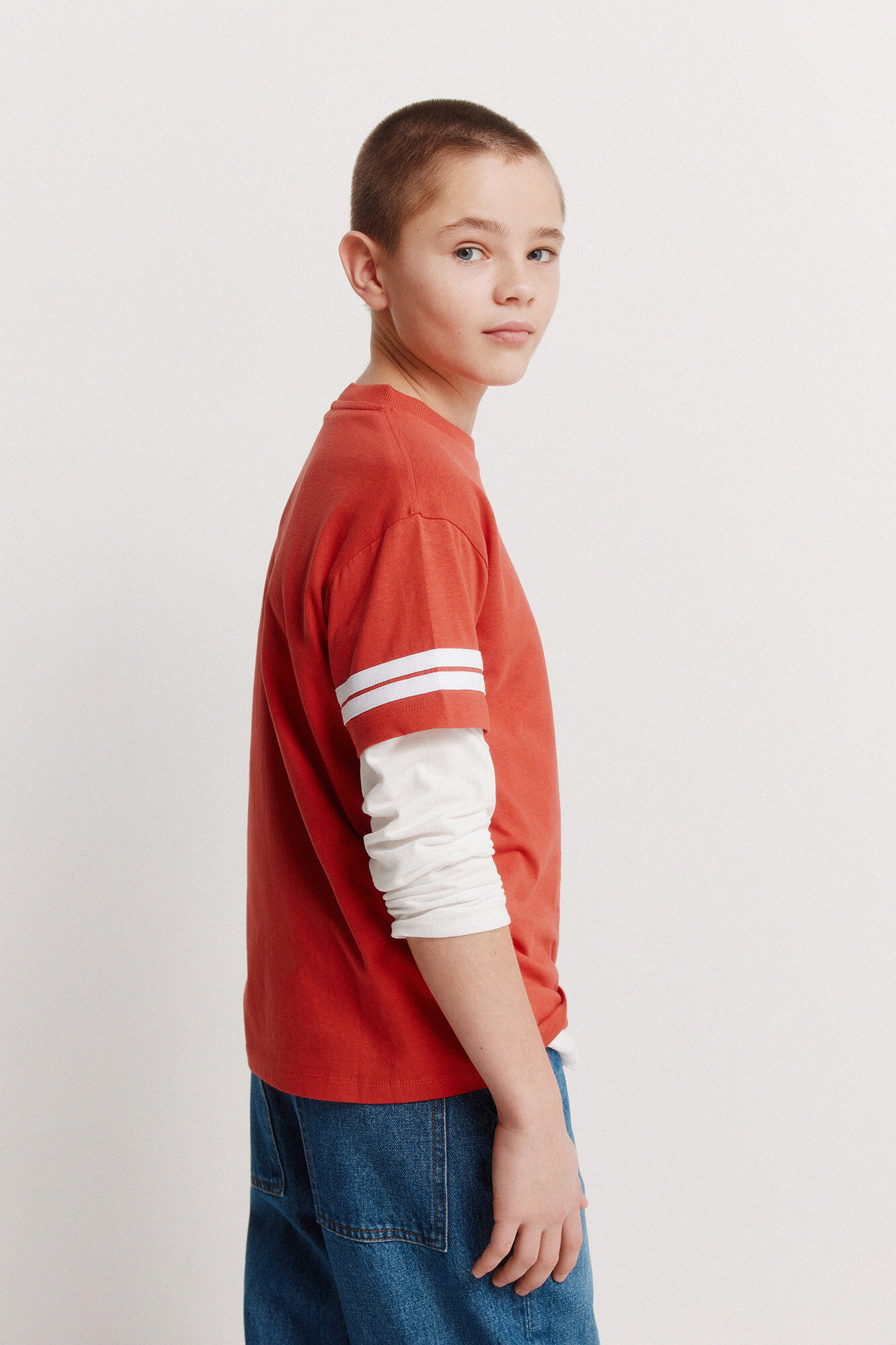 Springfield Kids Playera manga corta a rayas para ni&ntilde;o rojo