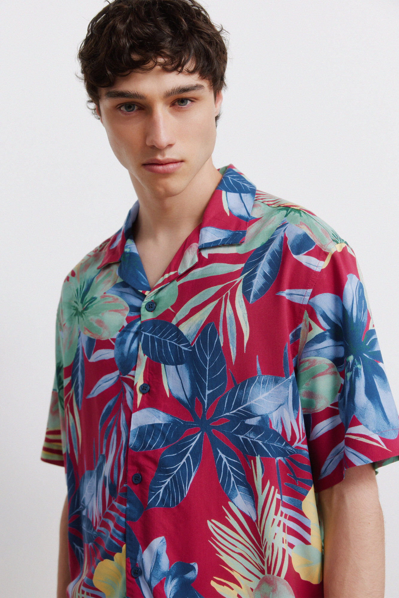 Springfield Camisa de manga corta de viscosa estampada