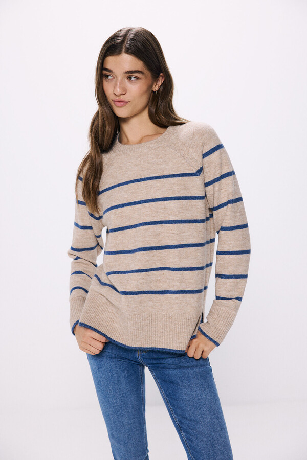 Springfield Suéter cuello redondo contrastes café