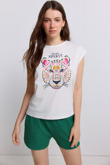 Springfield Playera sin mangas con estampado blanco
