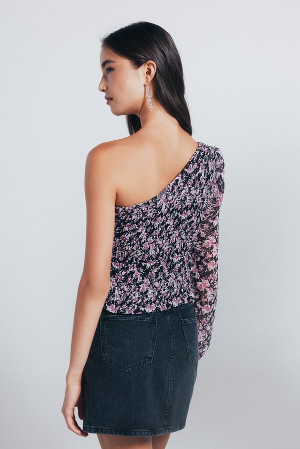 Springfield Blusa asimétrica smock negro