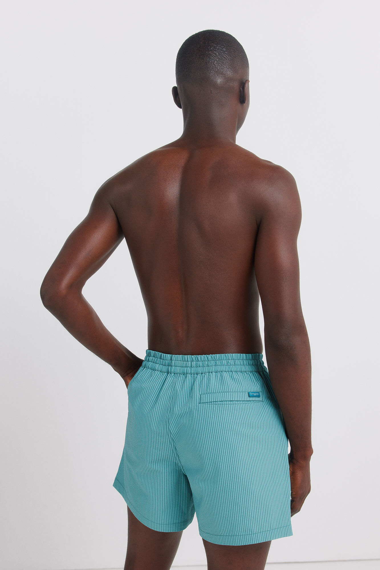 Springfield Traje de ba&ntilde;o seersucker a rayas azul