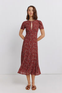 Springfield Vestido midi escote choker estampado