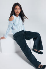 Springfield Kids Playera rib hombros descubiertos niña azul