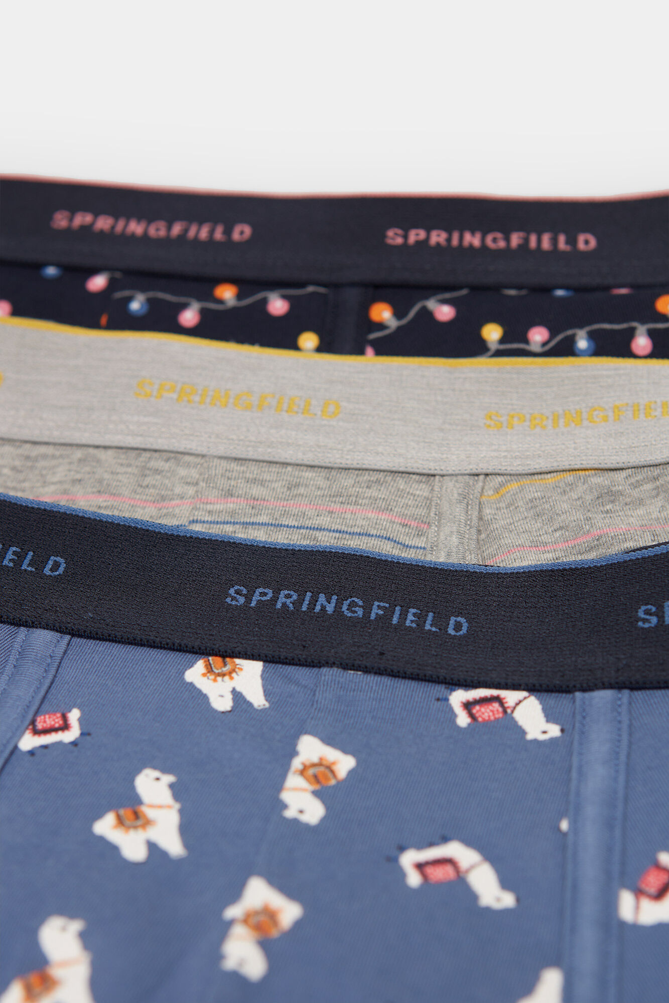 Springfield Pack 3 boxers motivos llama azul