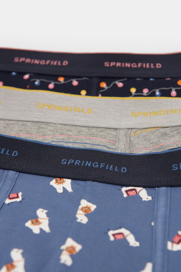 Springfield Pack 3 boxers motivos llama azul