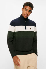 Springfield Suéter cuello alto cremallera block gris