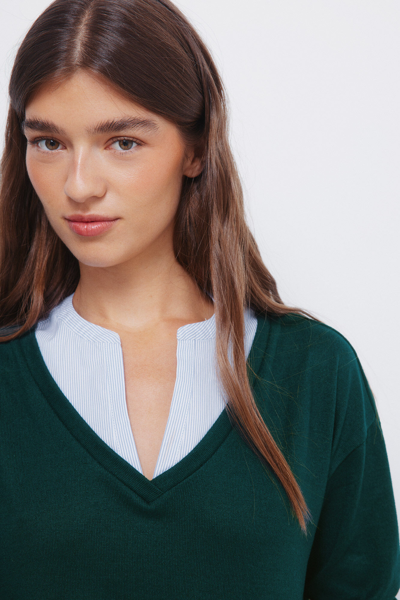 Springfield Playera de cuello combinado verde