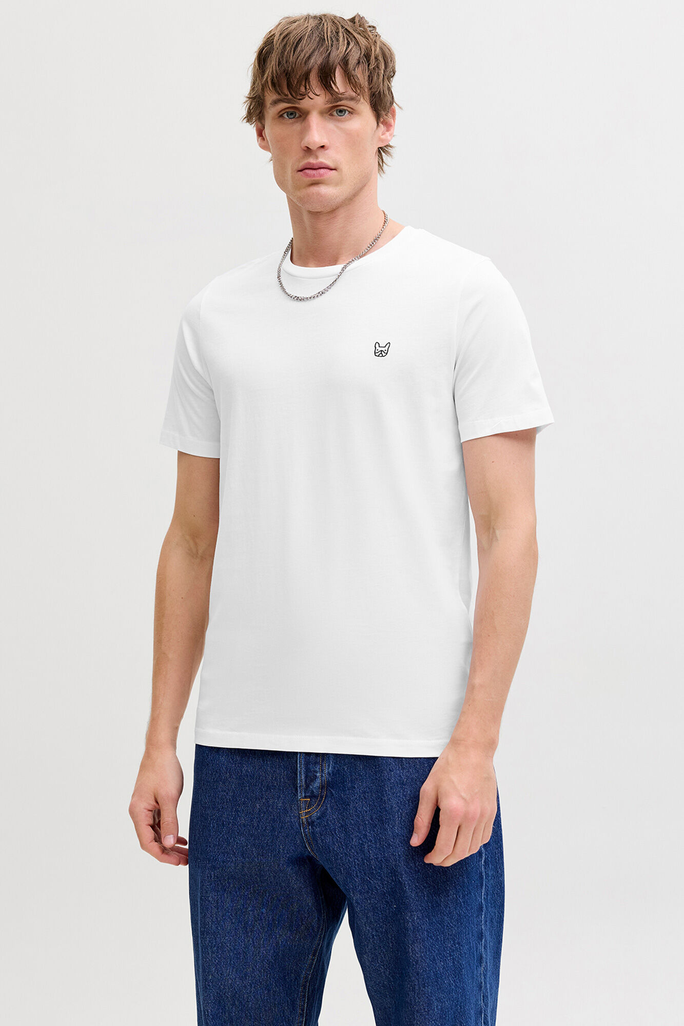 Jack & Jones Playera slim fit de algod&oacute;n con logo icono natural