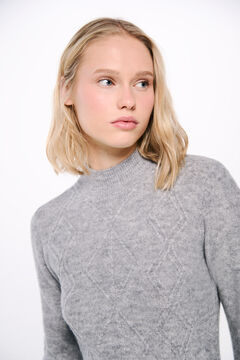 Springfield Vestido midi tejido cable knit gris